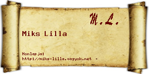 Miks Lilla névjegykártya